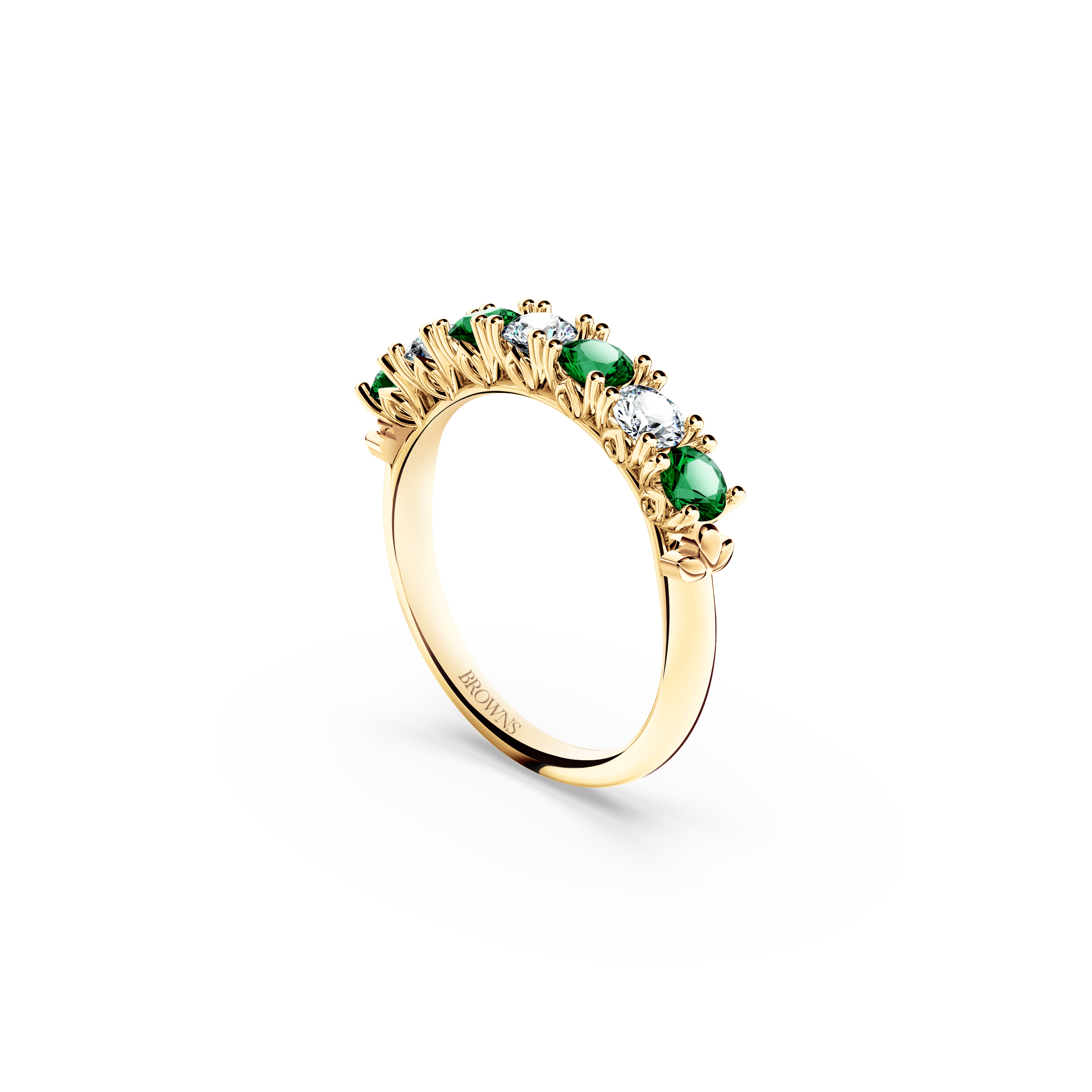 Protea Emerald and Diamond Eternity Ring