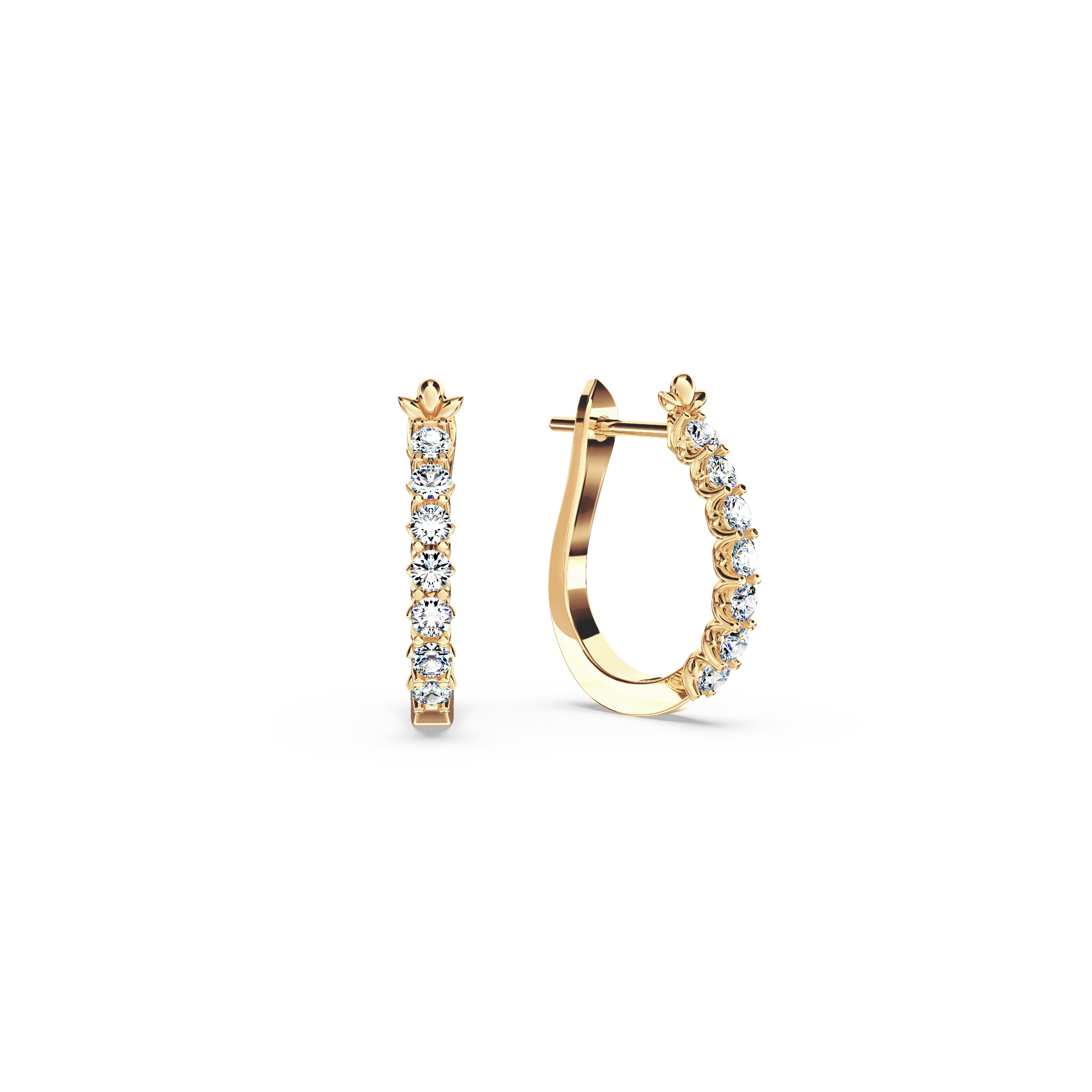 Diamond Chunky Hoop Earrings - Small