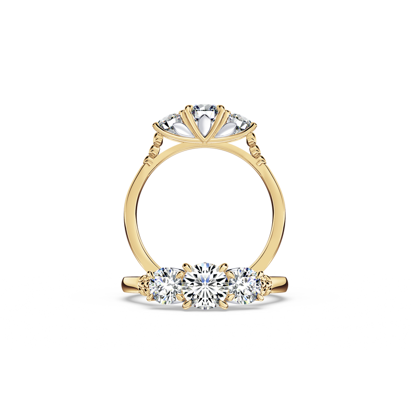 Protea Trilogy Round Brilliant Diamond Ring