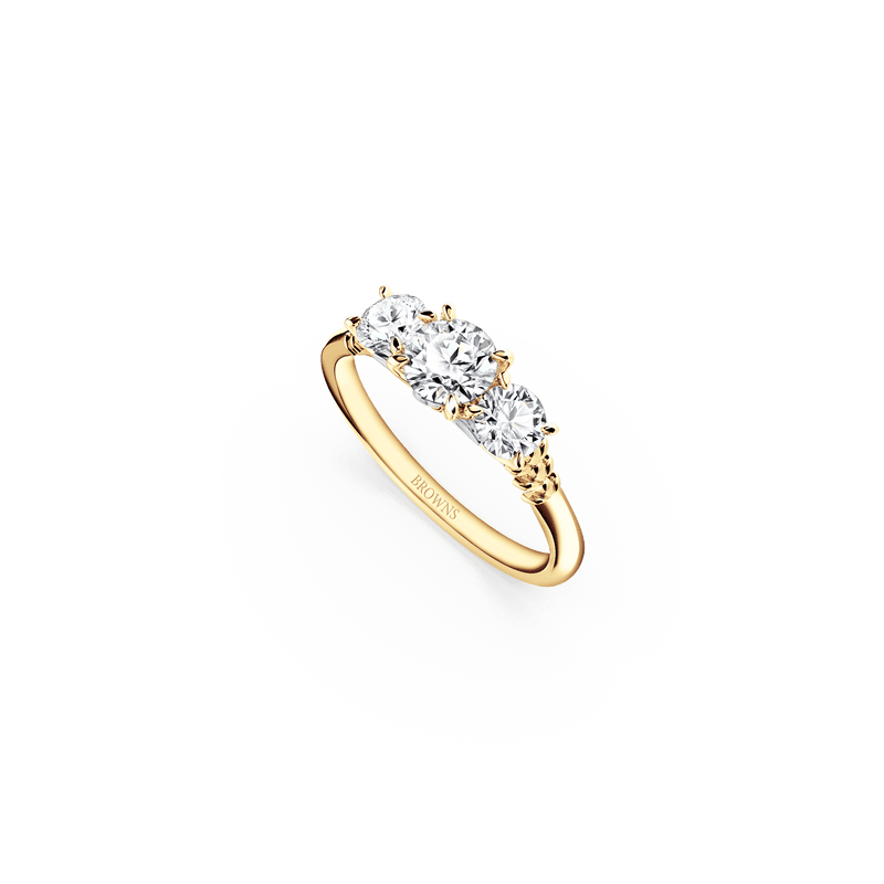 Protea Trilogy Round Brilliant Diamond Ring