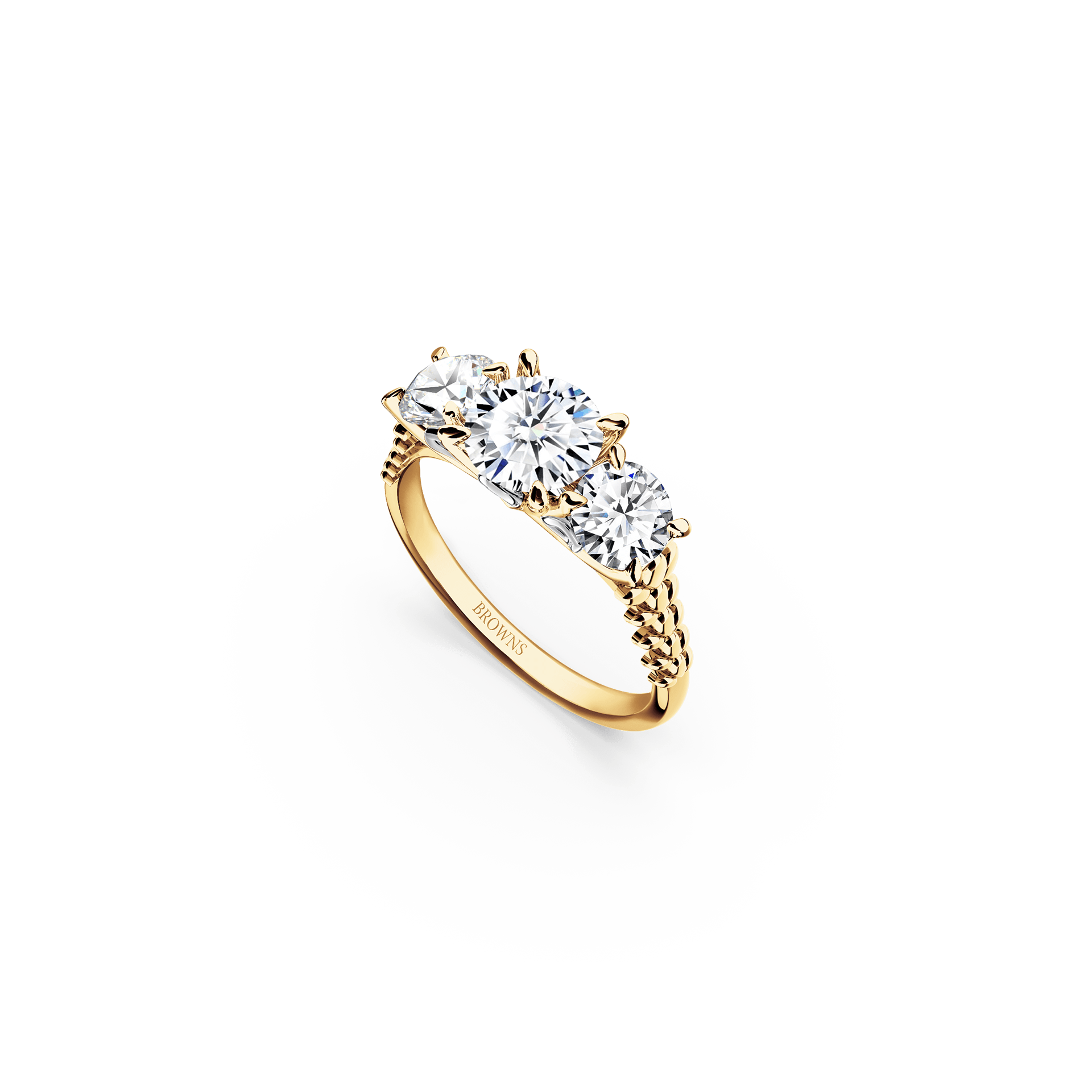 Protea Trilogy Round Brilliant Diamond Ring