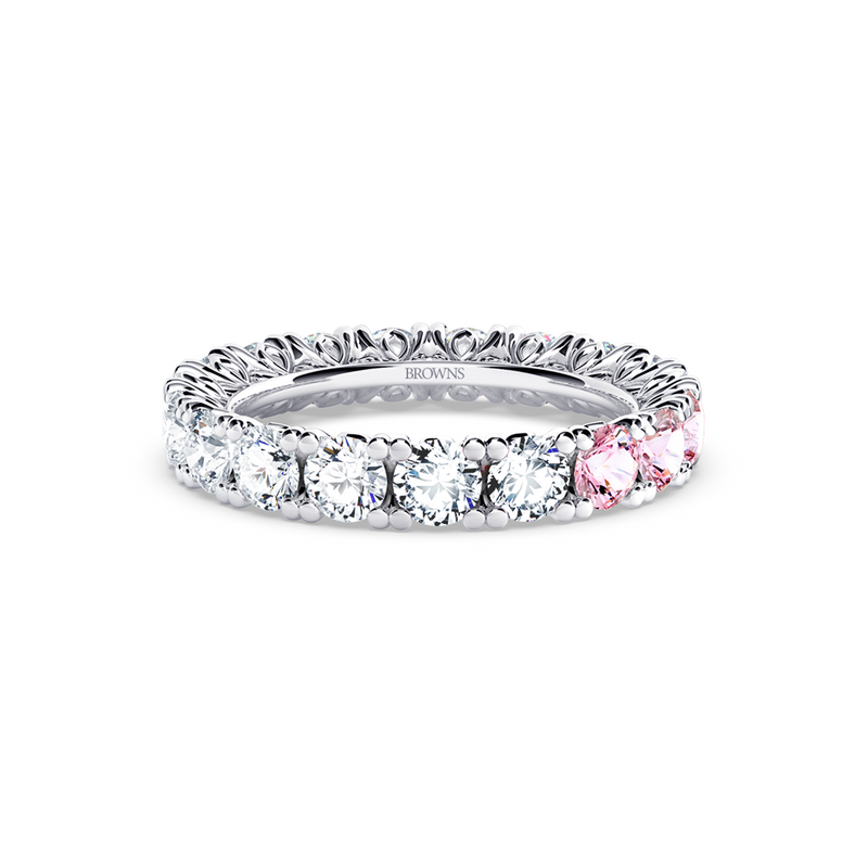 Protea Diamond and Pink Sapphire Full Eternity Ring