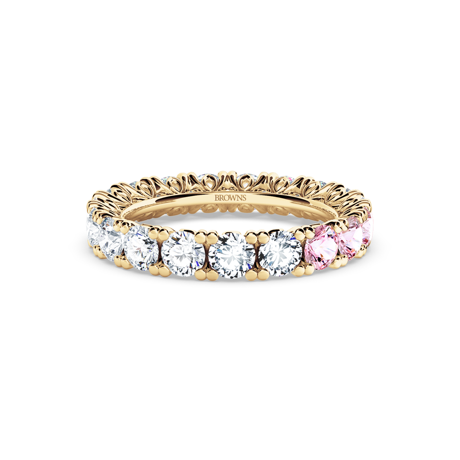 Protea Diamond and Pink Sapphire Full Eternity Ring