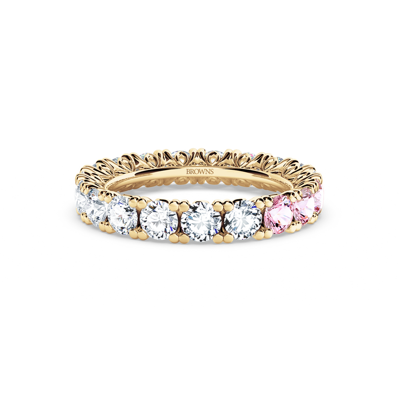 Protea Diamond and Pink Sapphire Full Eternity Ring