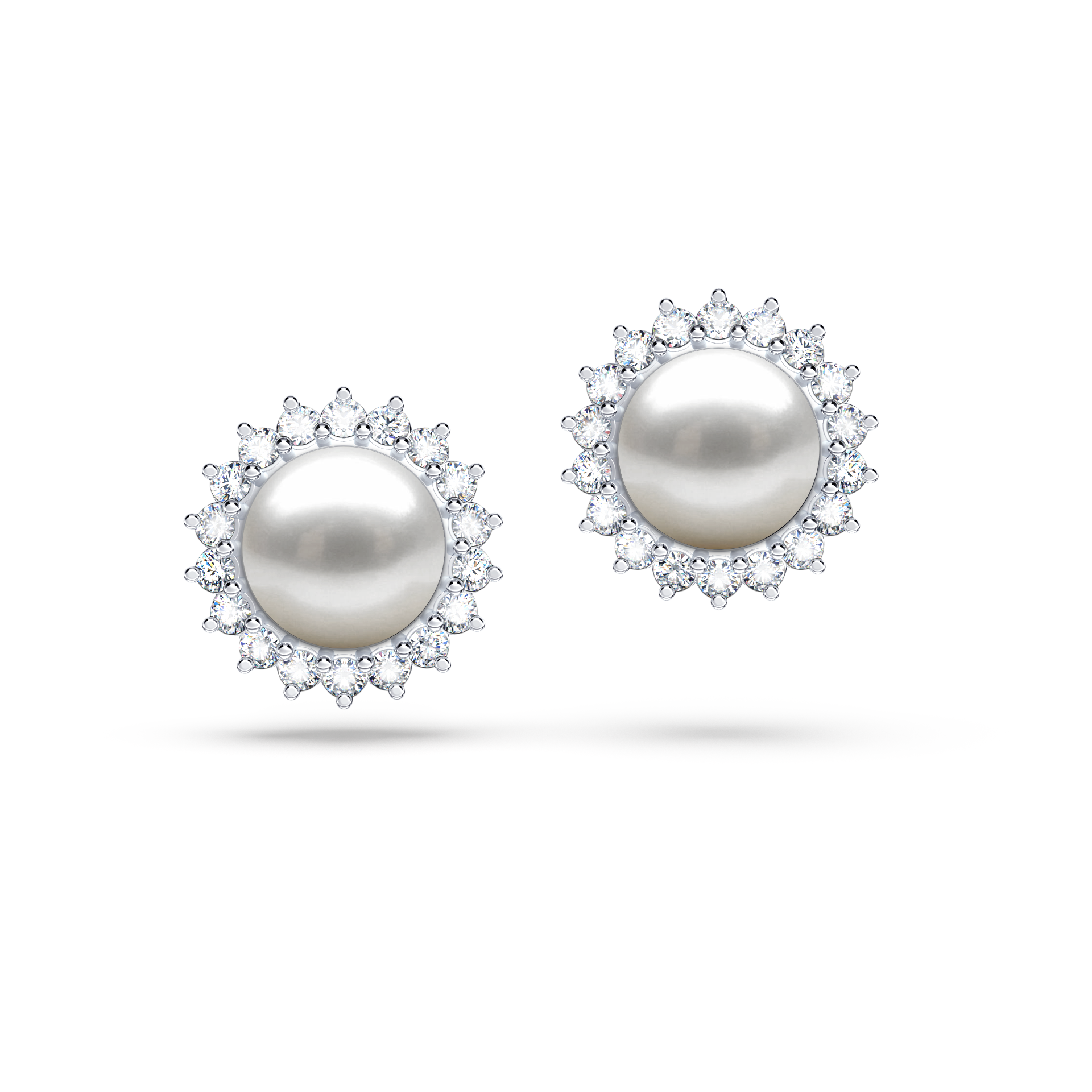 Pearl and Diamond Cluster Earrings
