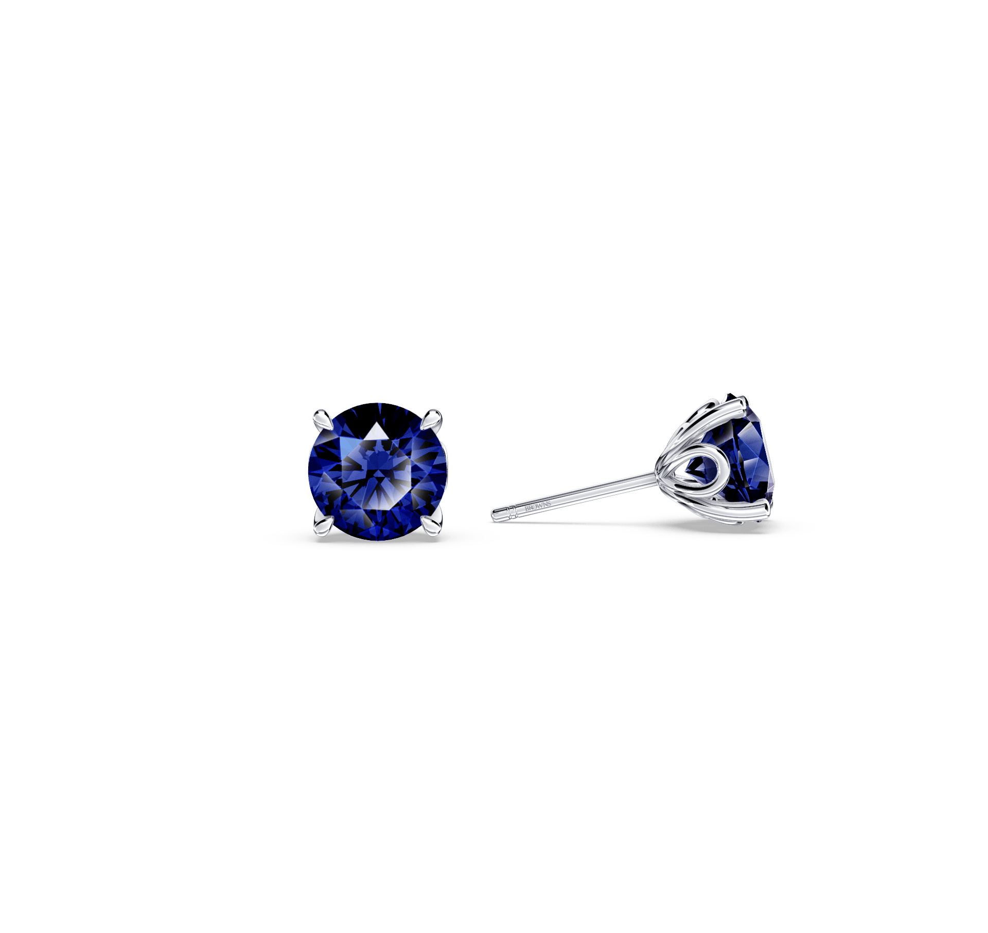 Royal Tanzanite Round Solitaire Stud Earrings - Medium