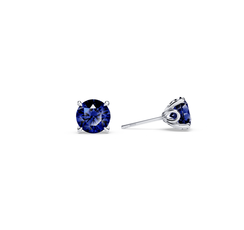 Royal Tanzanite Round Solitaire Stud Earrings - Medium