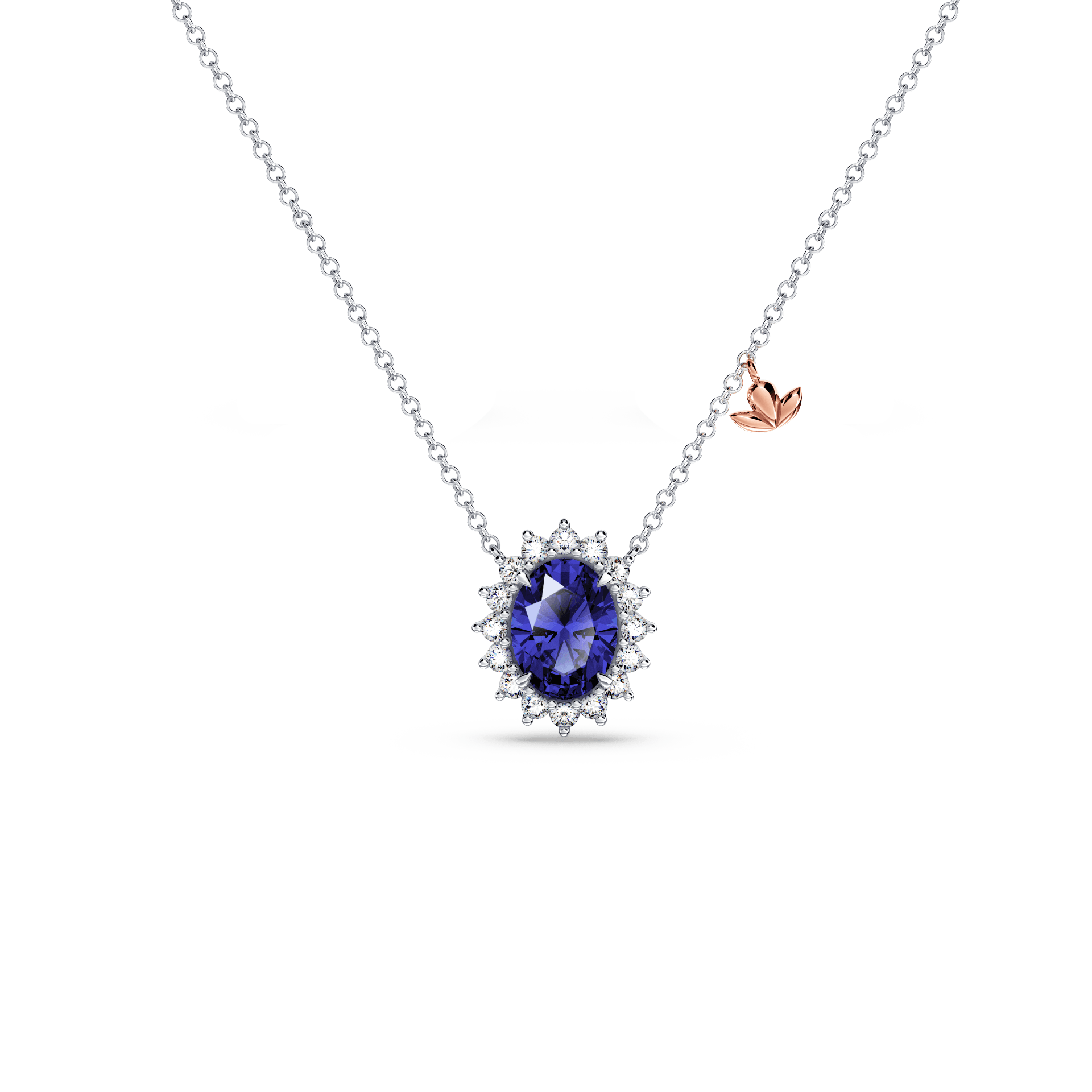 Royal Tanzanite and Diamond Cluster Necklace - Small