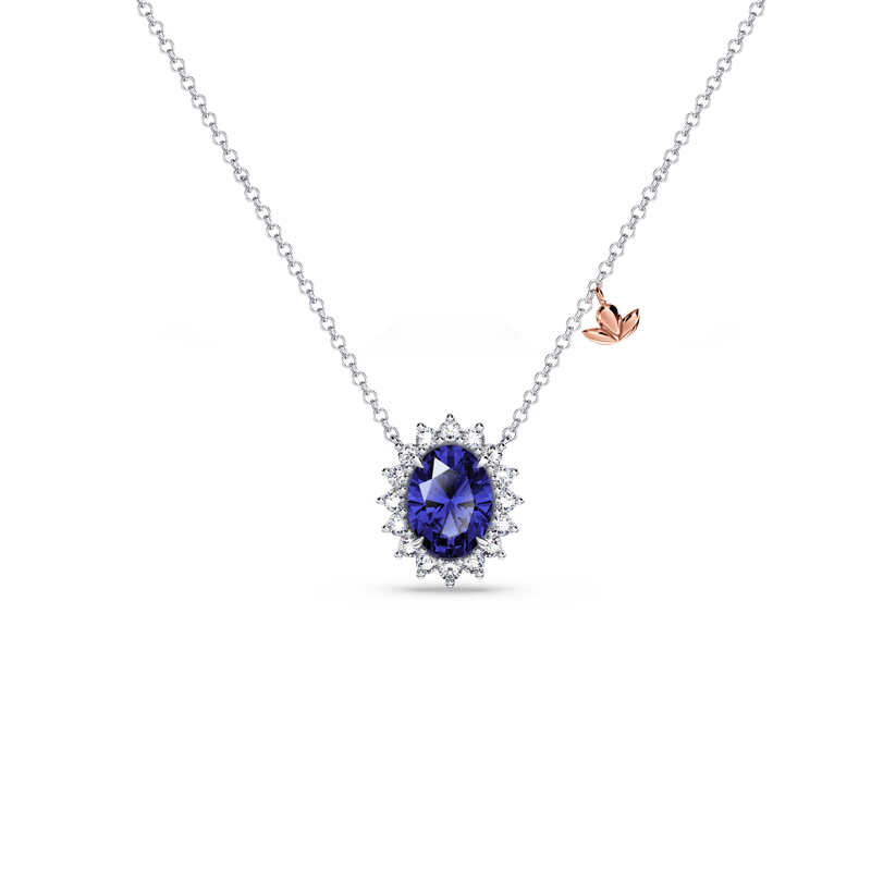 Royal Tanzanite and Diamond Cluster Necklace - Small