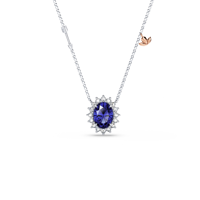 Royal Tanzanite and Diamond Cluster Necklace - Small
