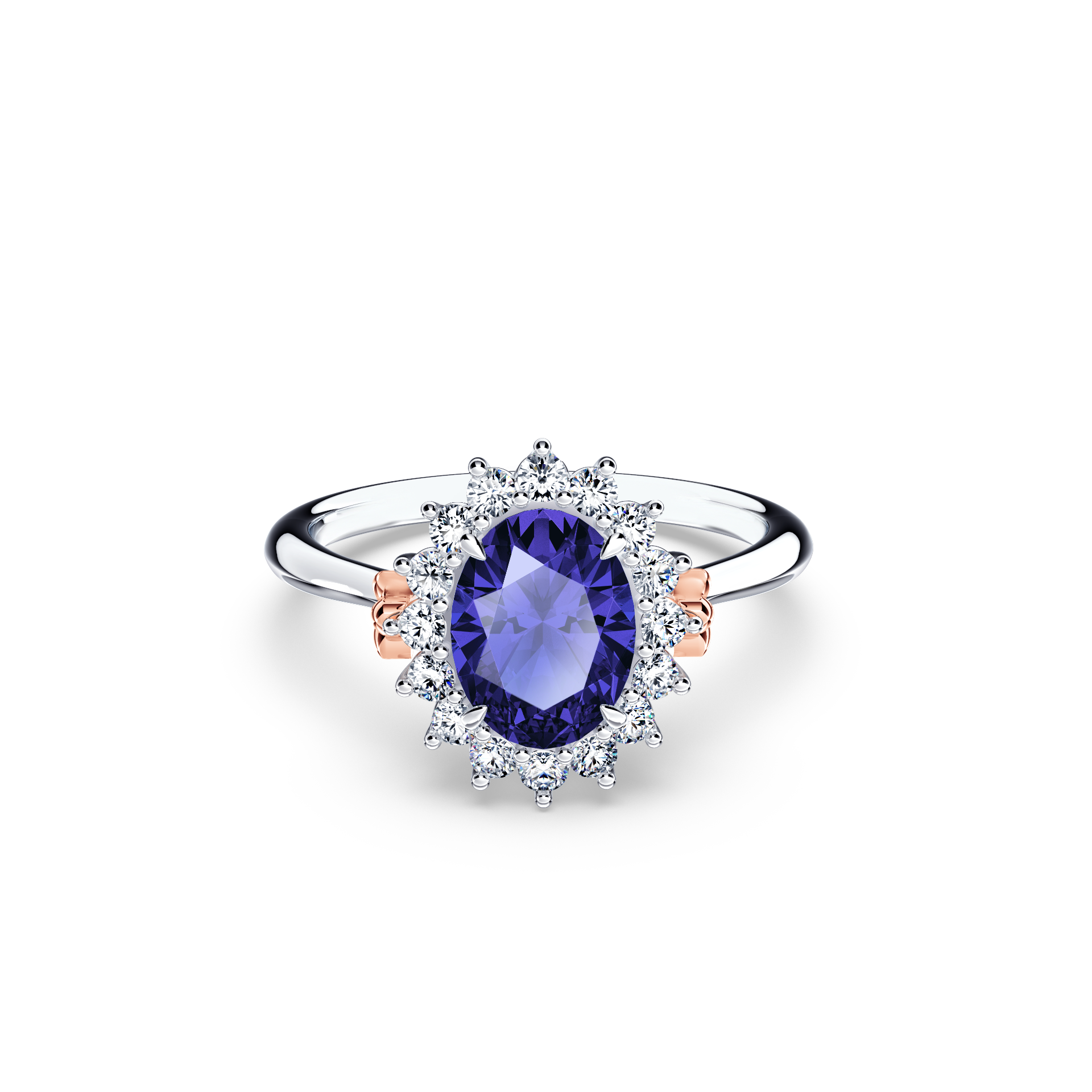 Royal Tanzanite and Diamond Cluster Ring - Small