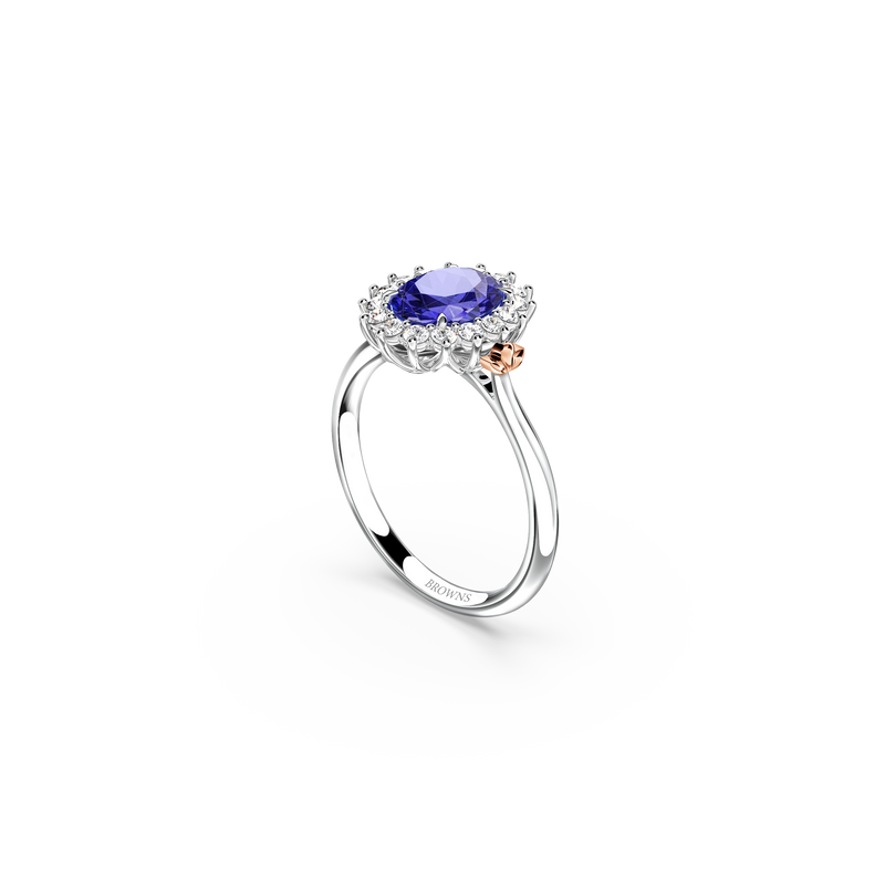Royal Tanzanite and Diamond Cluster Ring - Small