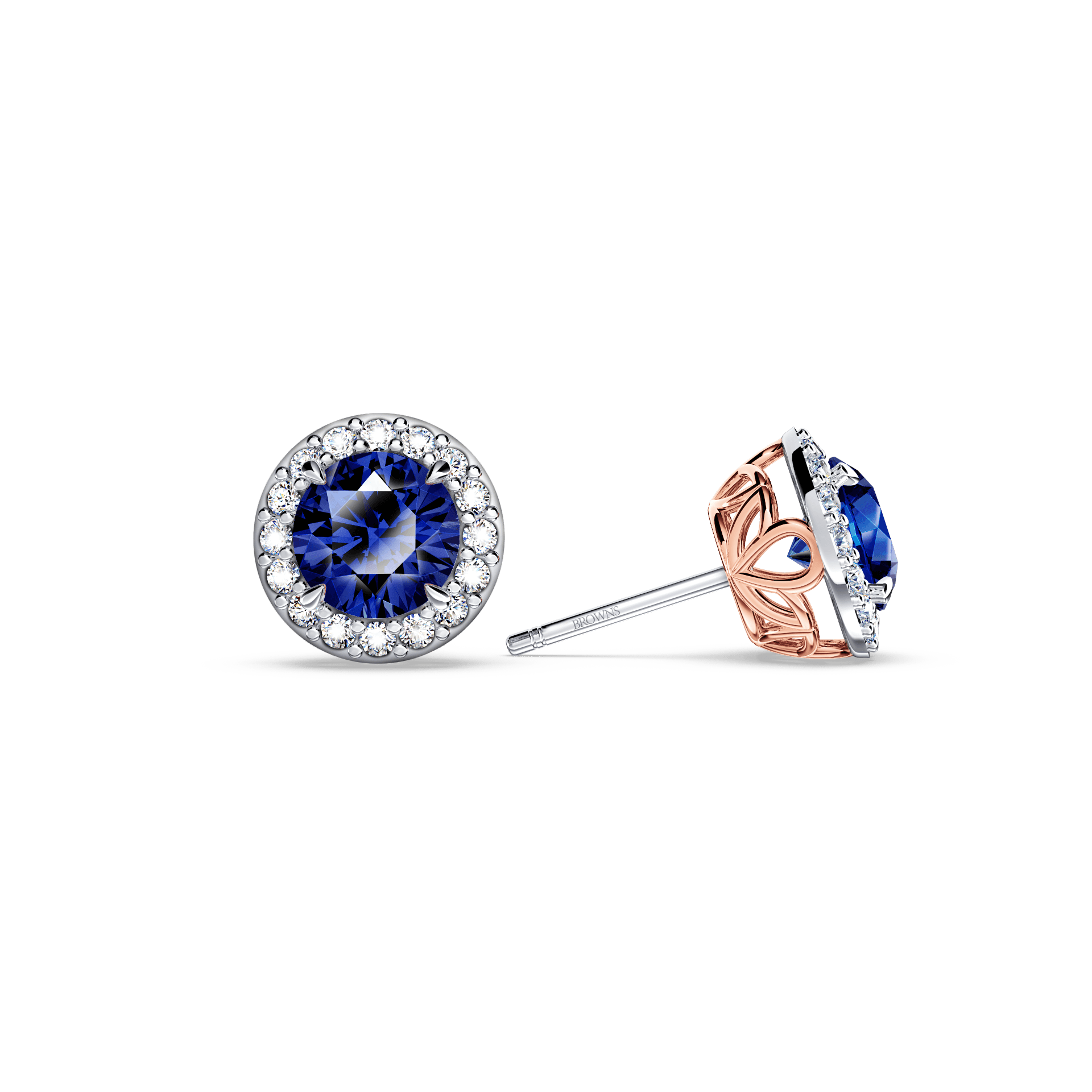 Royal Tanzanite and Diamond Halo Earrings - Medium