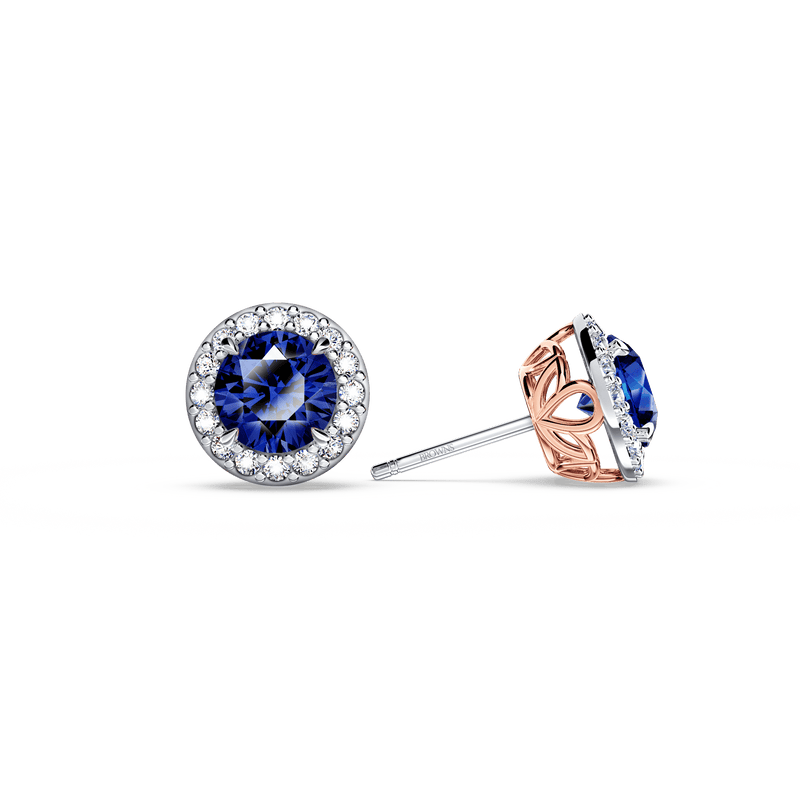 Royal Tanzanite and Diamond Halo Earrings - Medium