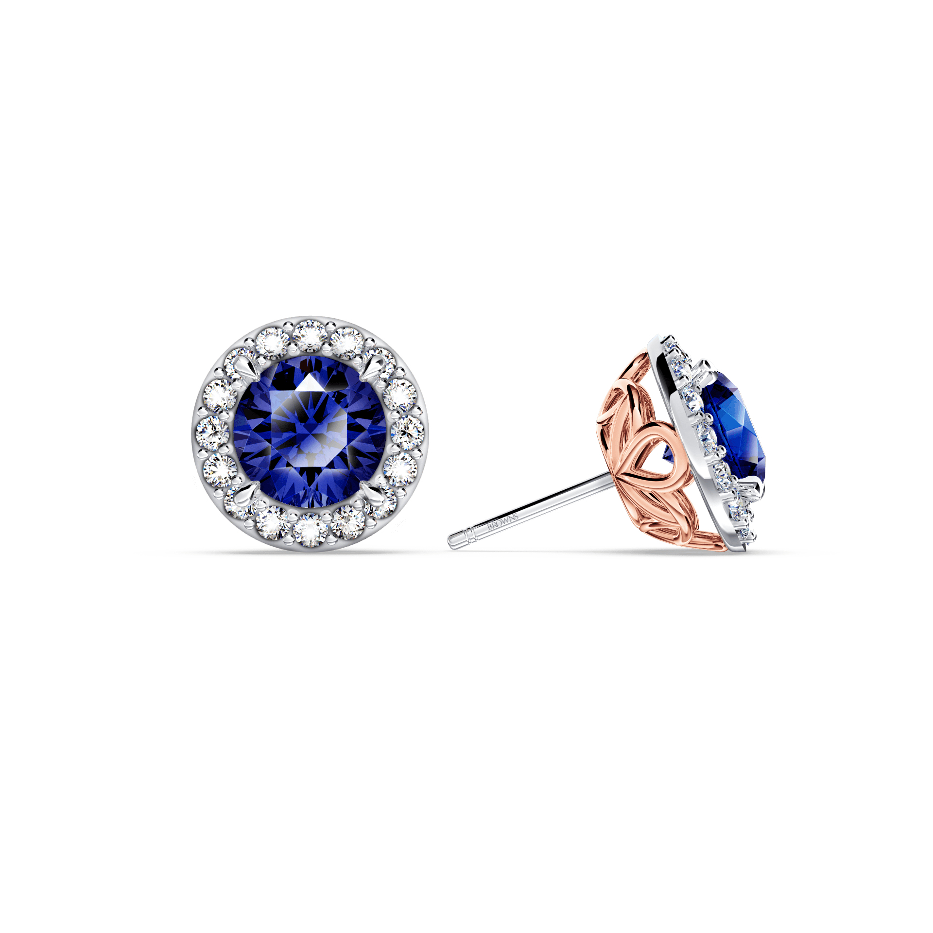 Royal Tanzanite and Diamond Halo Earrings - Large