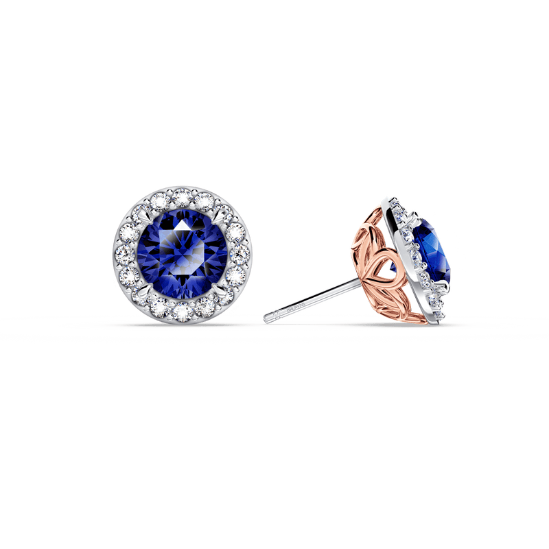 Royal Tanzanite and Diamond Halo Earrings - Large