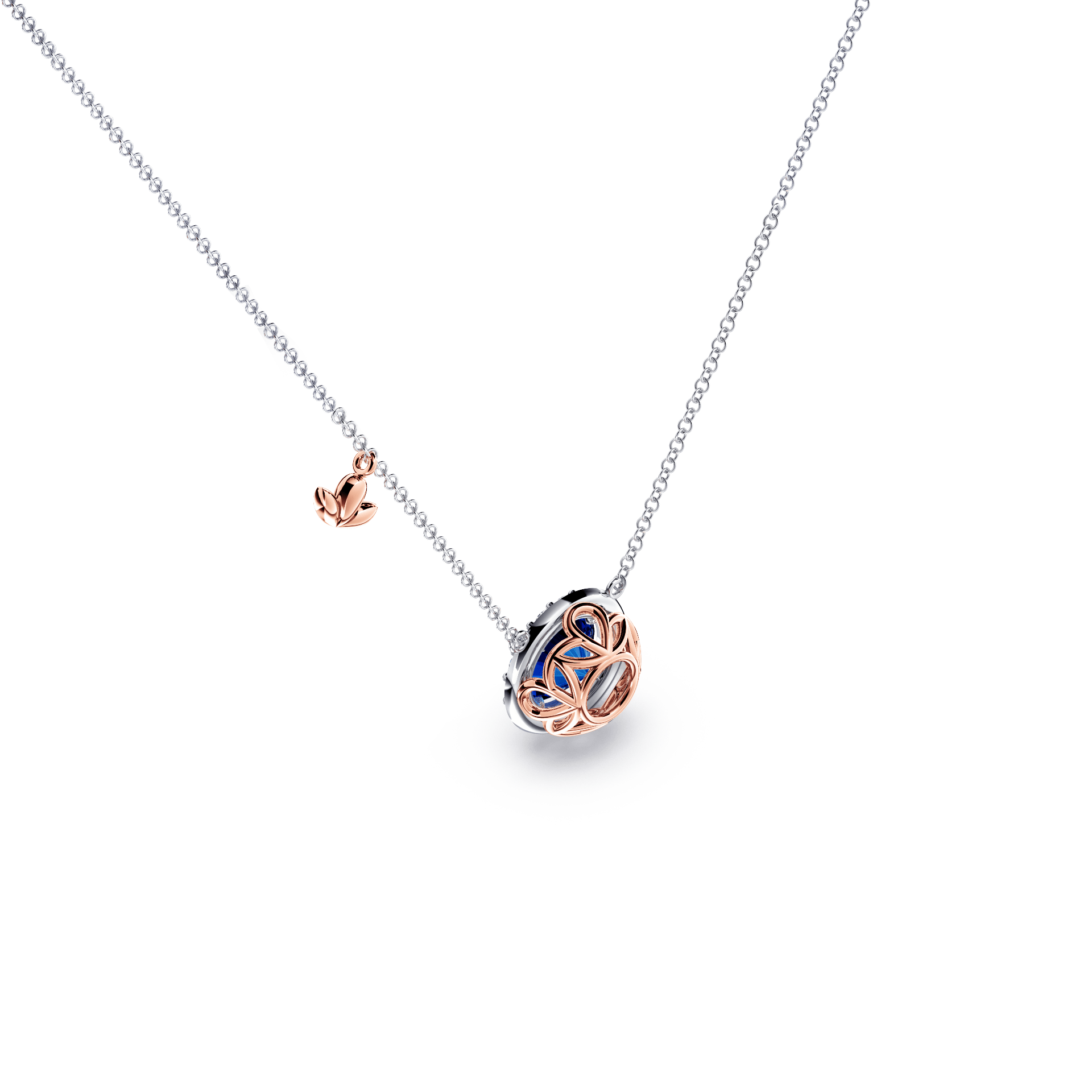 Royal Tanzanite and Diamond Halo Necklace - Small