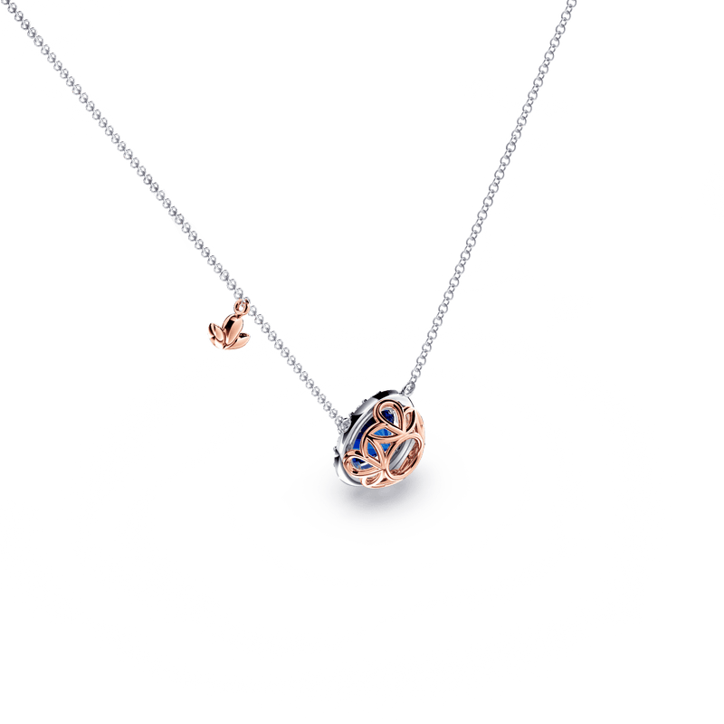 Royal Tanzanite and Diamond Halo Necklace - Small