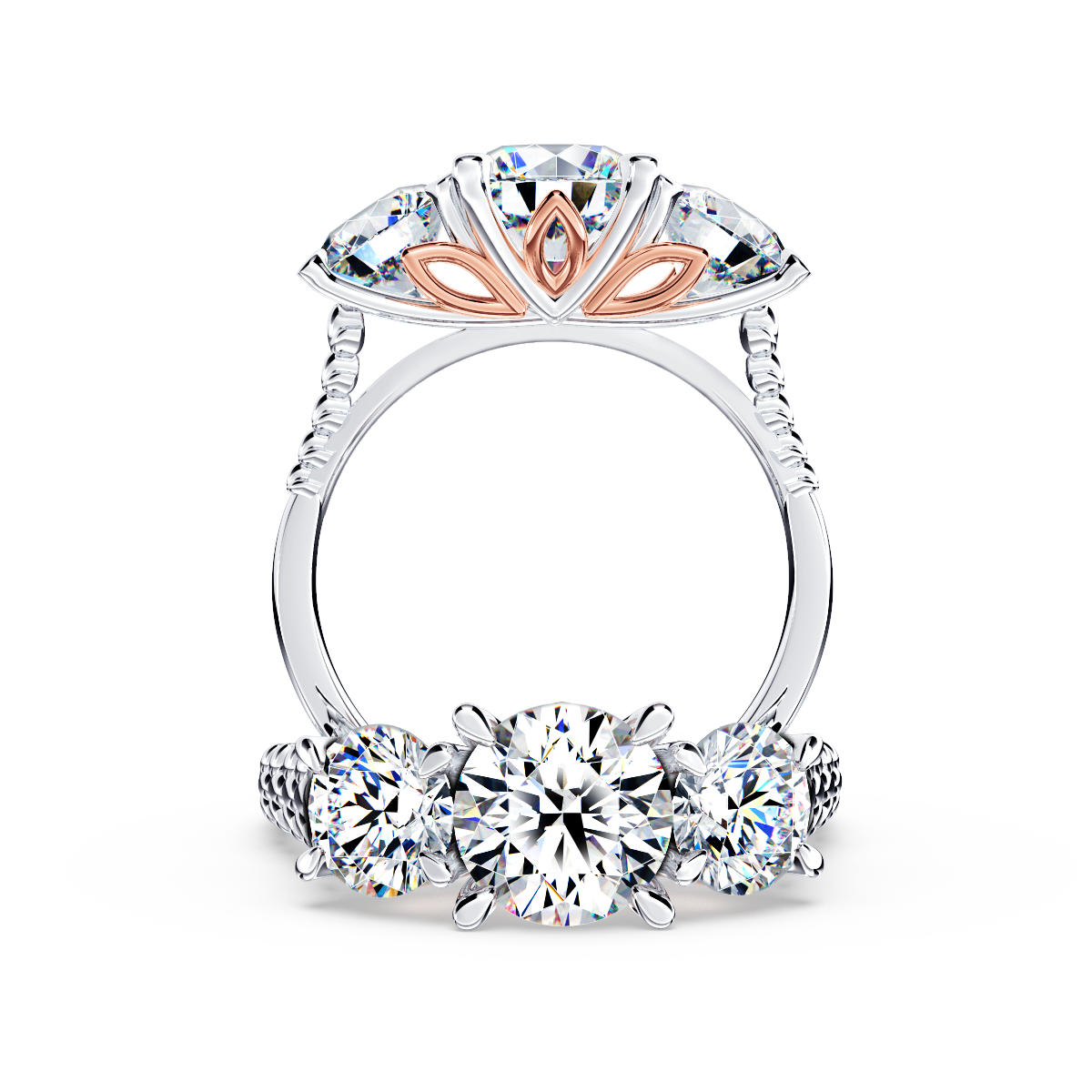 Protea Trilogy Round Brilliant Diamond Ring