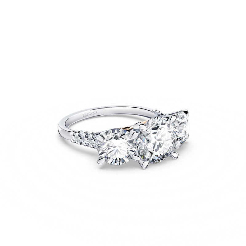 Protea Trilogy Round Brilliant Diamond Ring