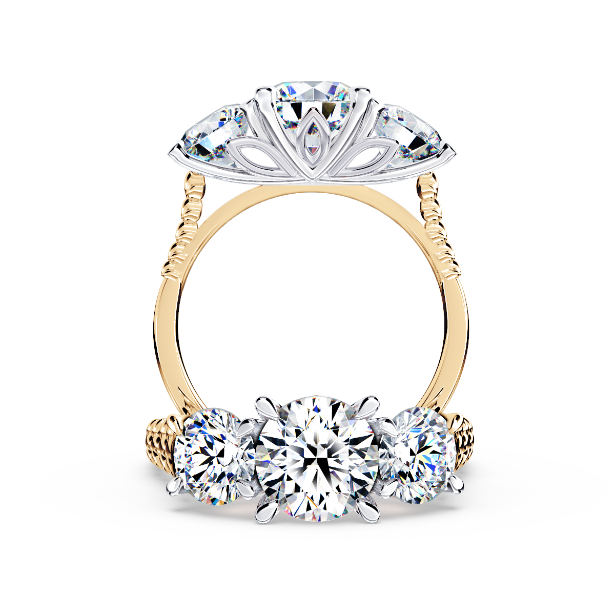 Protea Trilogy Round Brilliant Diamond Ring