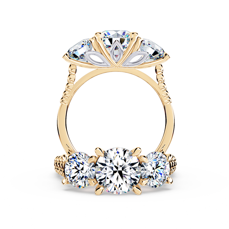Protea Trilogy Round Brilliant Diamond Ring