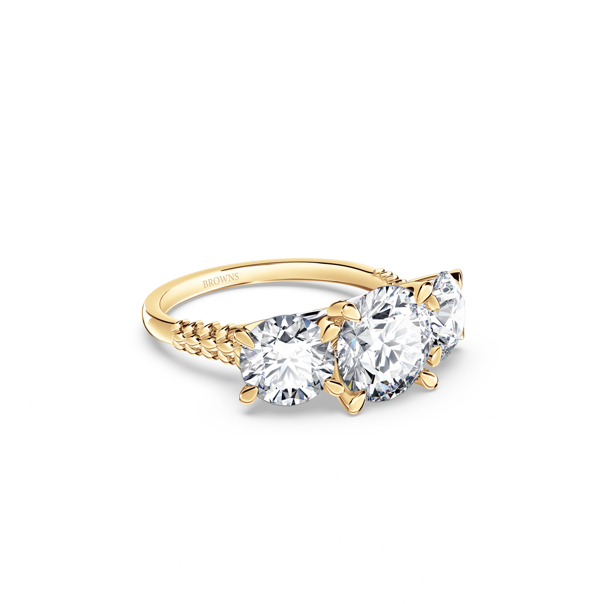 Protea Trilogy Round Brilliant Diamond Ring