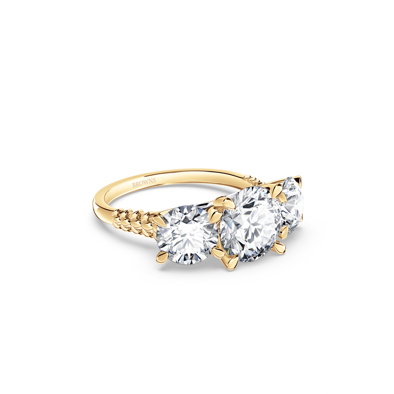 Protea Trilogy Round Brilliant Diamond Ring