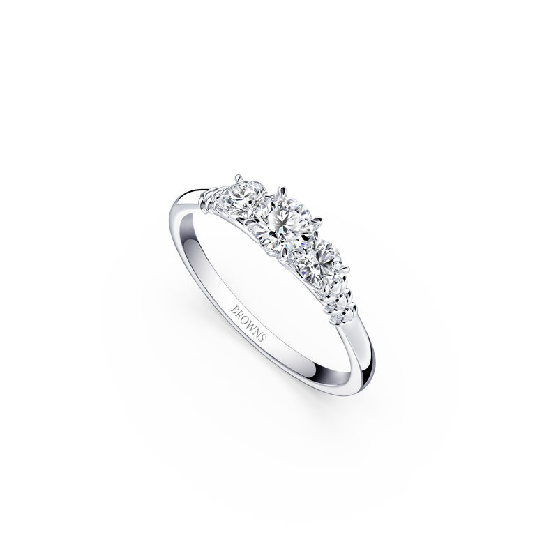 Protea Trilogy Round Brilliant Diamond Ring