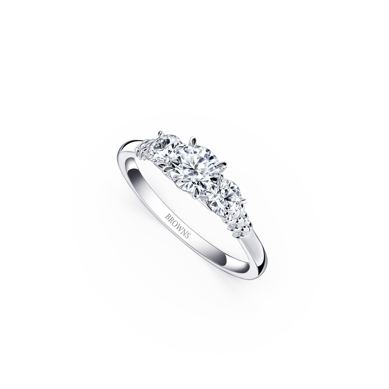 Protea Trilogy Round Brilliant Diamond Ring