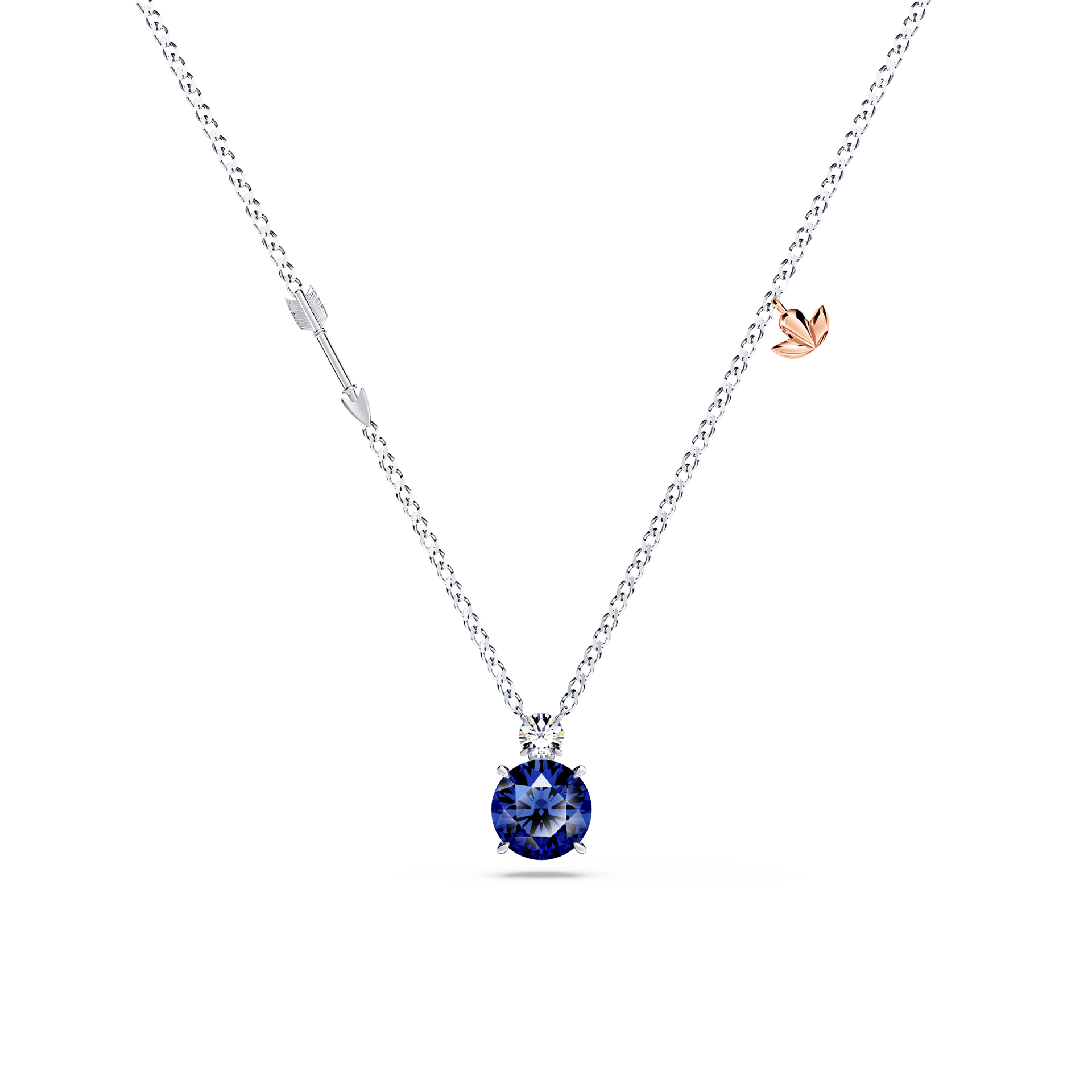 Royal Tanzanite and Diamond Halo Necklace - Large