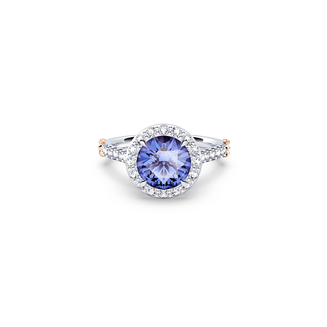 Royal Tanzanite and Diamond Halo Ring