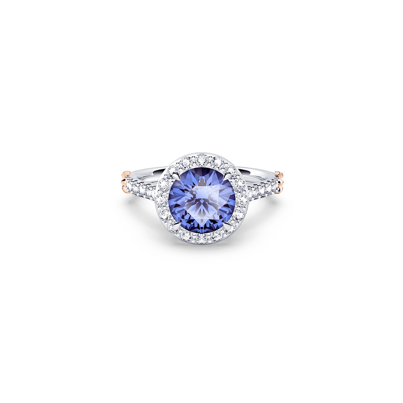 Royal Tanzanite and Diamond Halo Ring