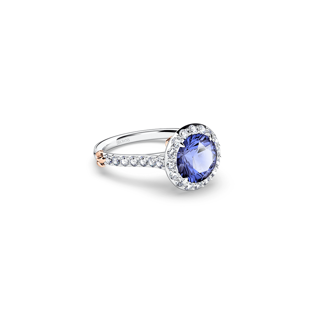 Royal Tanzanite and Diamond Halo Ring