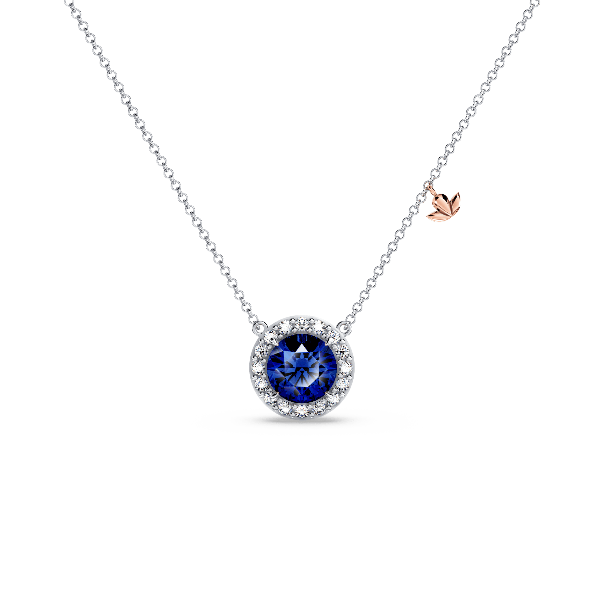 Royal Tanzanite and Diamond Halo Necklace - Large