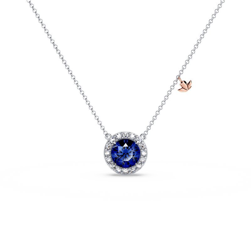 Royal Tanzanite and Diamond Halo Necklace - Large