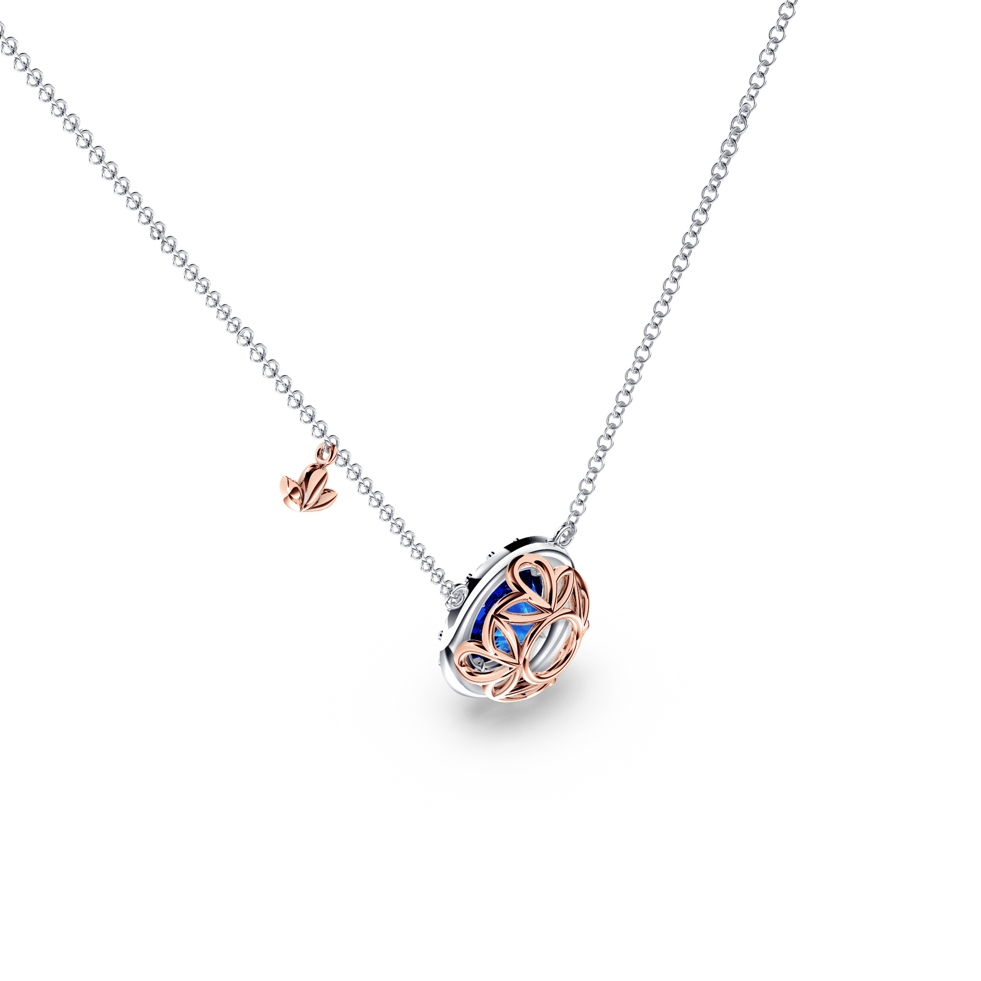 Royal Tanzanite and Diamond Halo Necklace - Large
