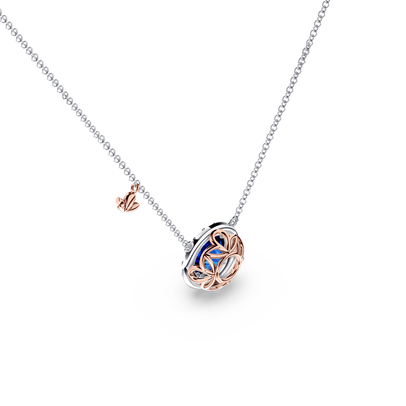 Royal Tanzanite and Diamond Halo Necklace - Large