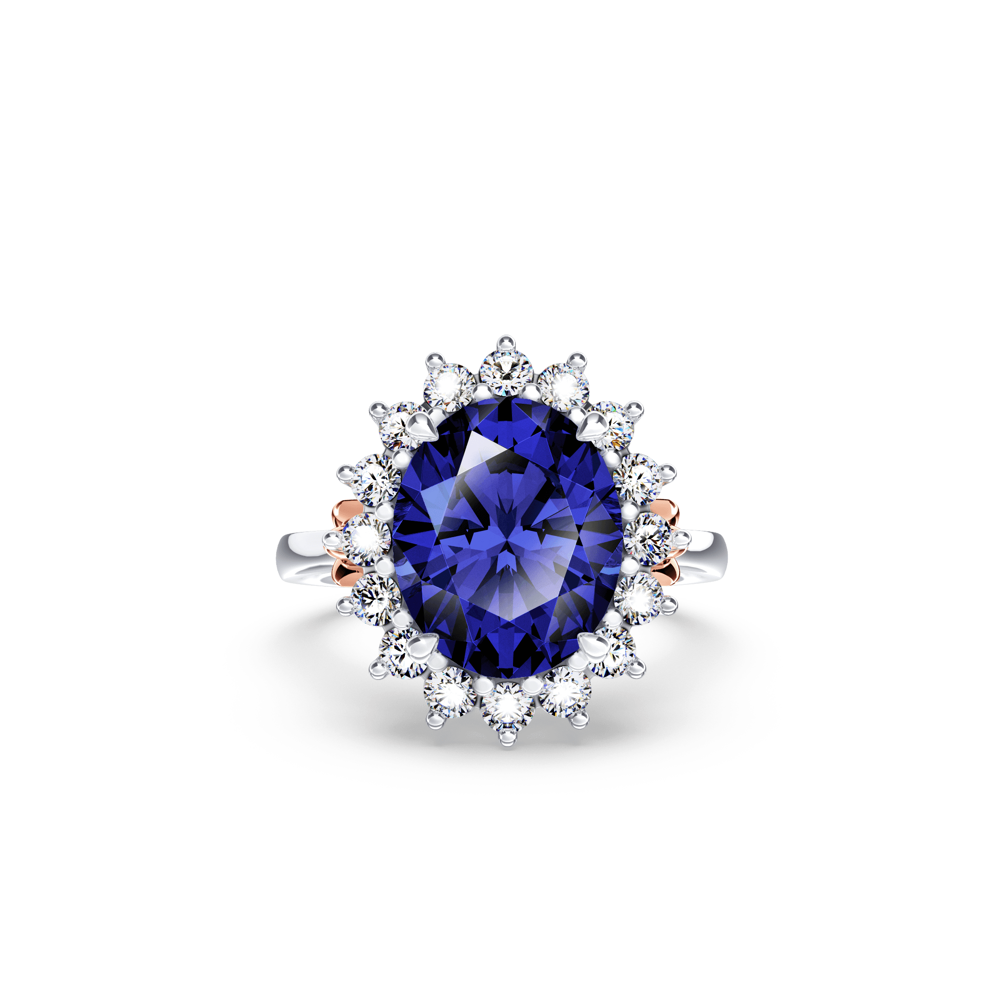 Royal Tanzanite and Diamond Cluster Ring - Medium