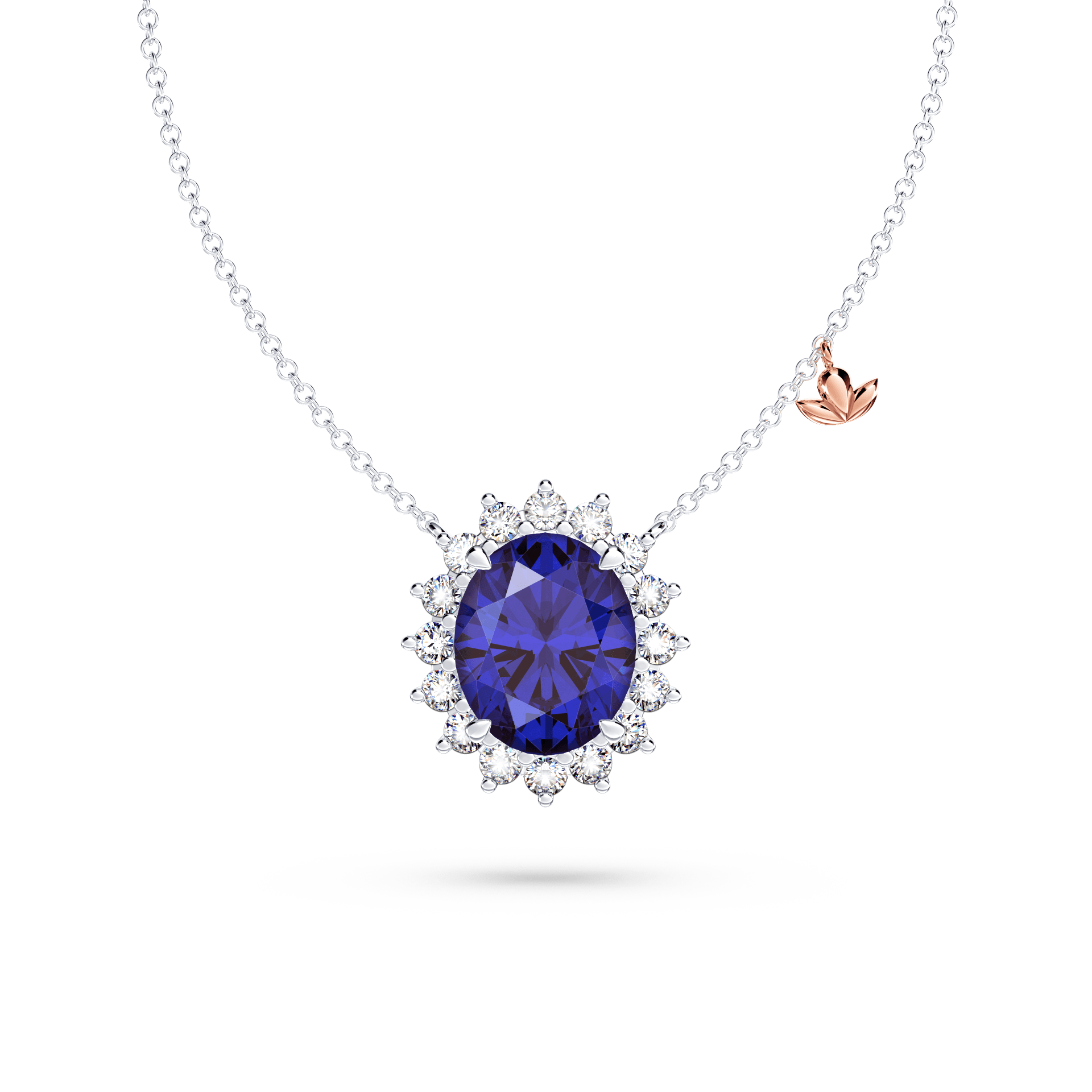 Royal Tanzanite and Diamond Cluster Necklace - Medium