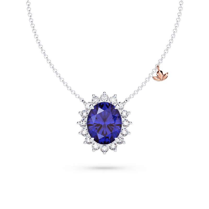 Royal Tanzanite and Diamond Cluster Necklace - Medium