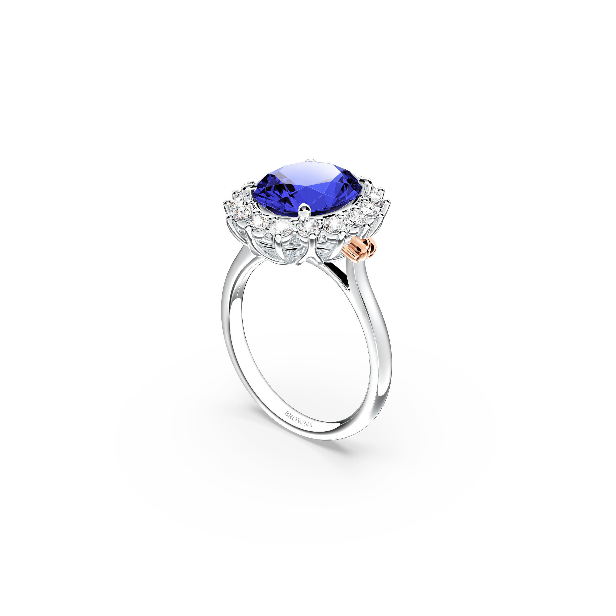Royal Tanzanite and Diamond Cluster Ring - Medium