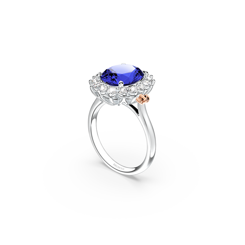 Royal Tanzanite and Diamond Cluster Ring - Medium