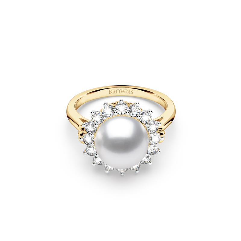 Pearl and Diamond Cluster Ring