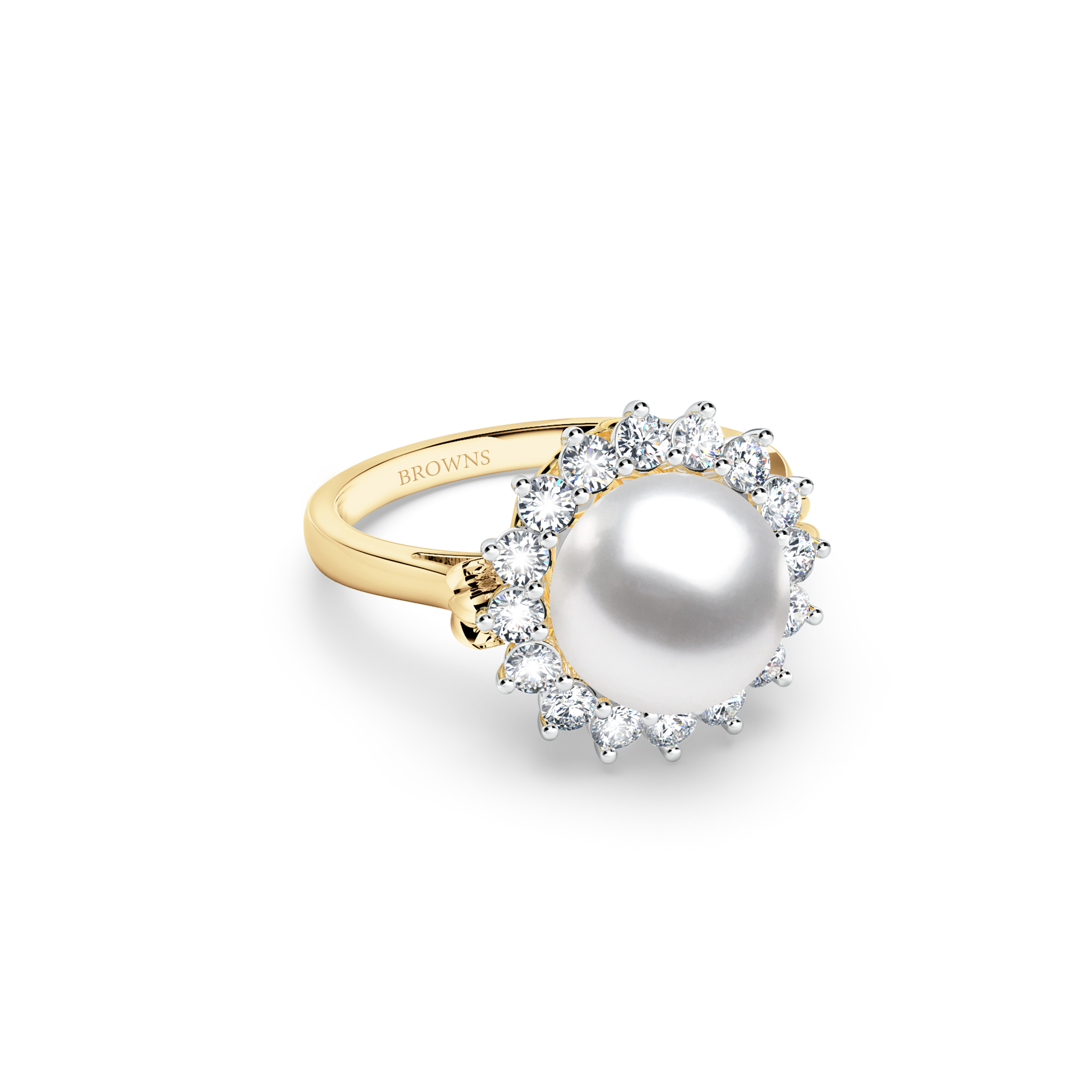 Pearl and Diamond Cluster Ring