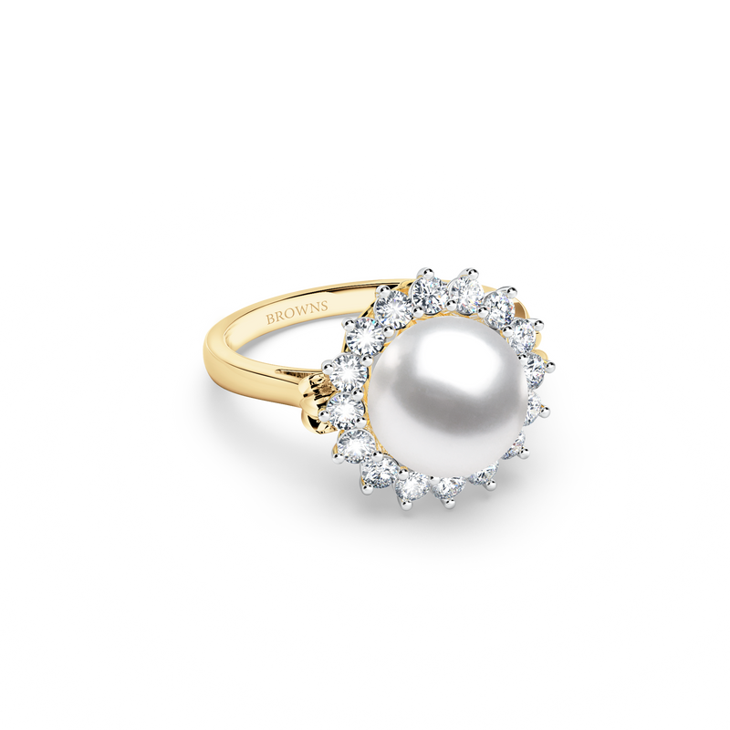 Pearl and Diamond Cluster Ring