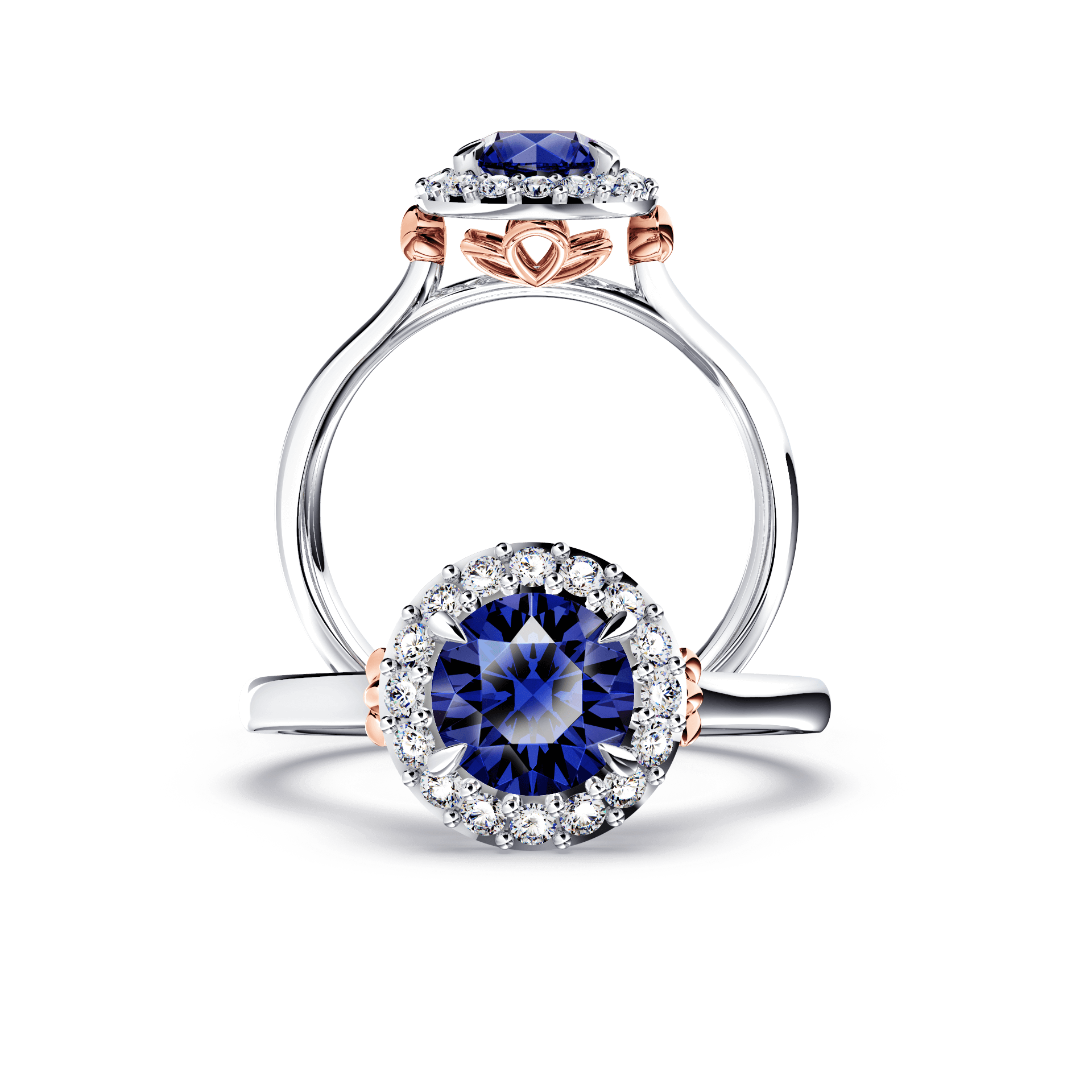 Royal Tanzanite and Diamond Halo Ring