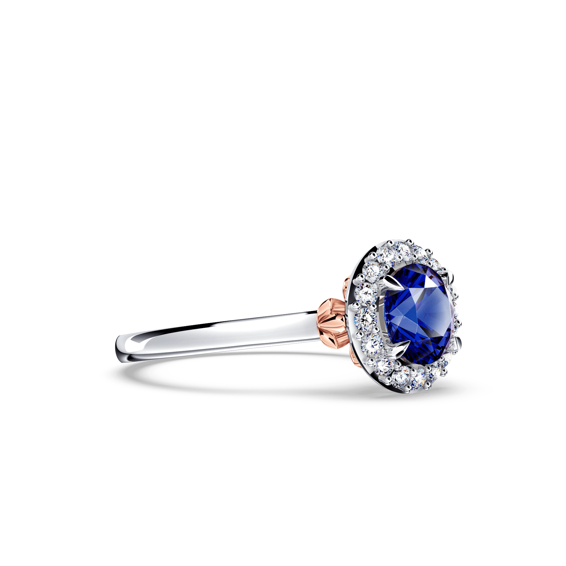 Royal Tanzanite and Diamond Halo Ring