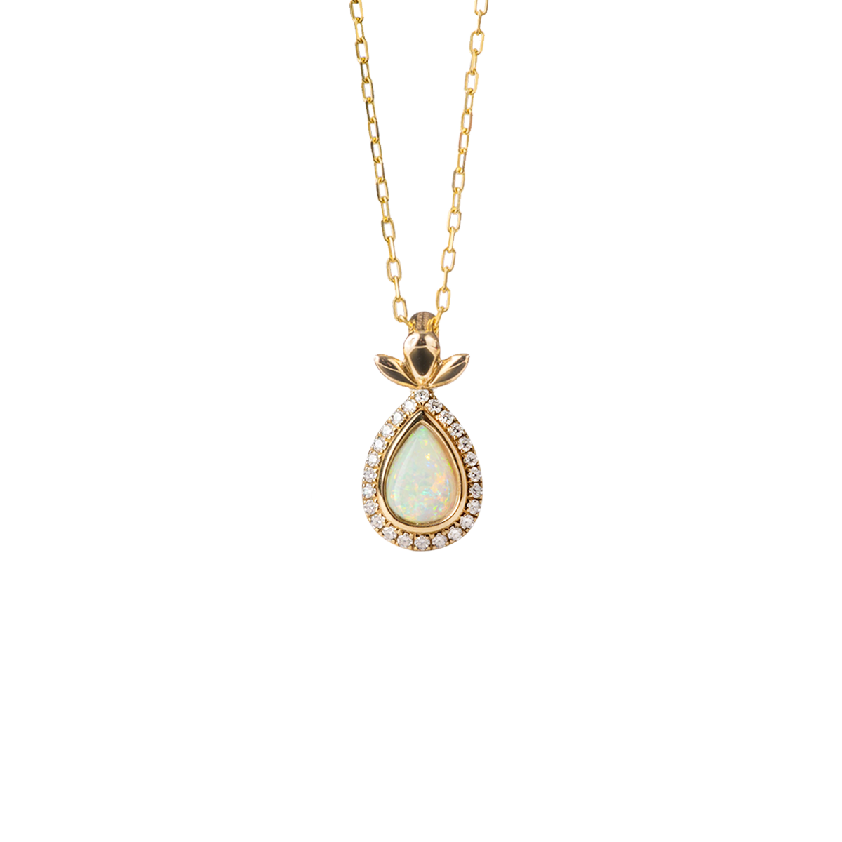 Original Angel Opal and Diamond Halo Necklace