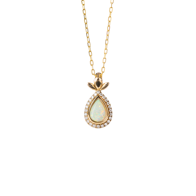 Original Angel Opal and Diamond Halo Necklace